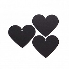 Metki bileciki etykiety: Duże czarne etykiety na prezenty serca 7,3 x 6,5 cm 10 szt