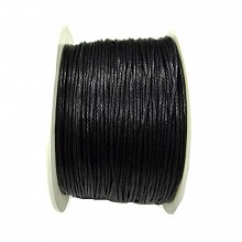Sznurki: Jubilerski bawełniany sznurek woskowany czarny 1 mm 10 metrów